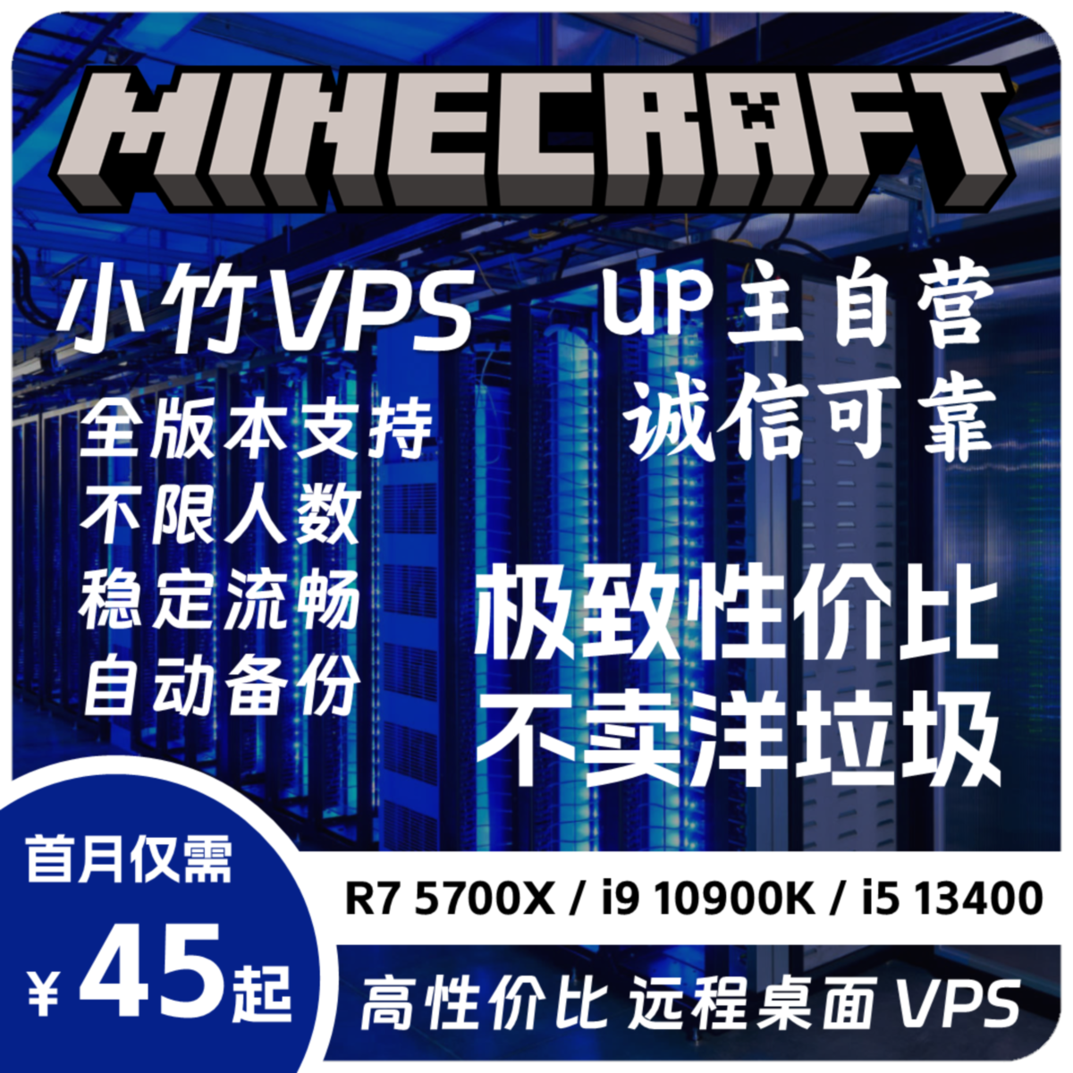 我的世界 服务器 VPS 联机开服不卡 远程桌面 小竹VPS Minecraft - 秋竹源小铺